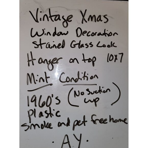 Vintage Xmas Window Decoration Stained Glass Look Santa & Reindeer - Picture 5 of 5